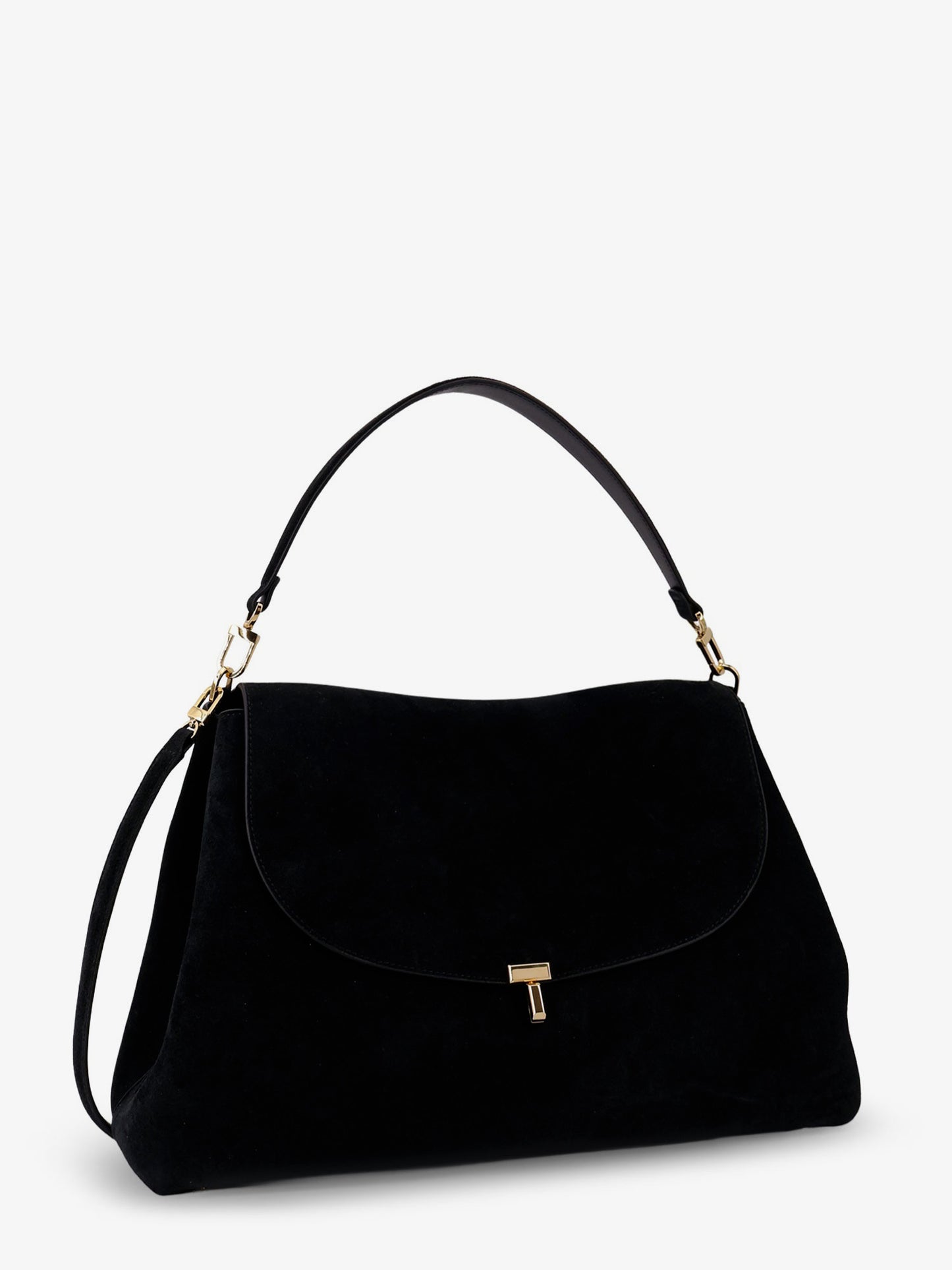 Suede T-Lock shoulder bag