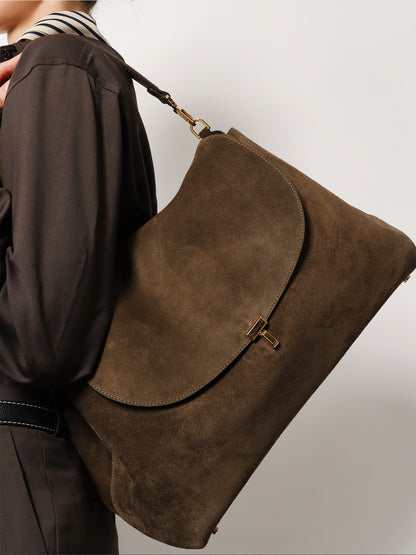 T-Lock suede shoulder bag thumbnail