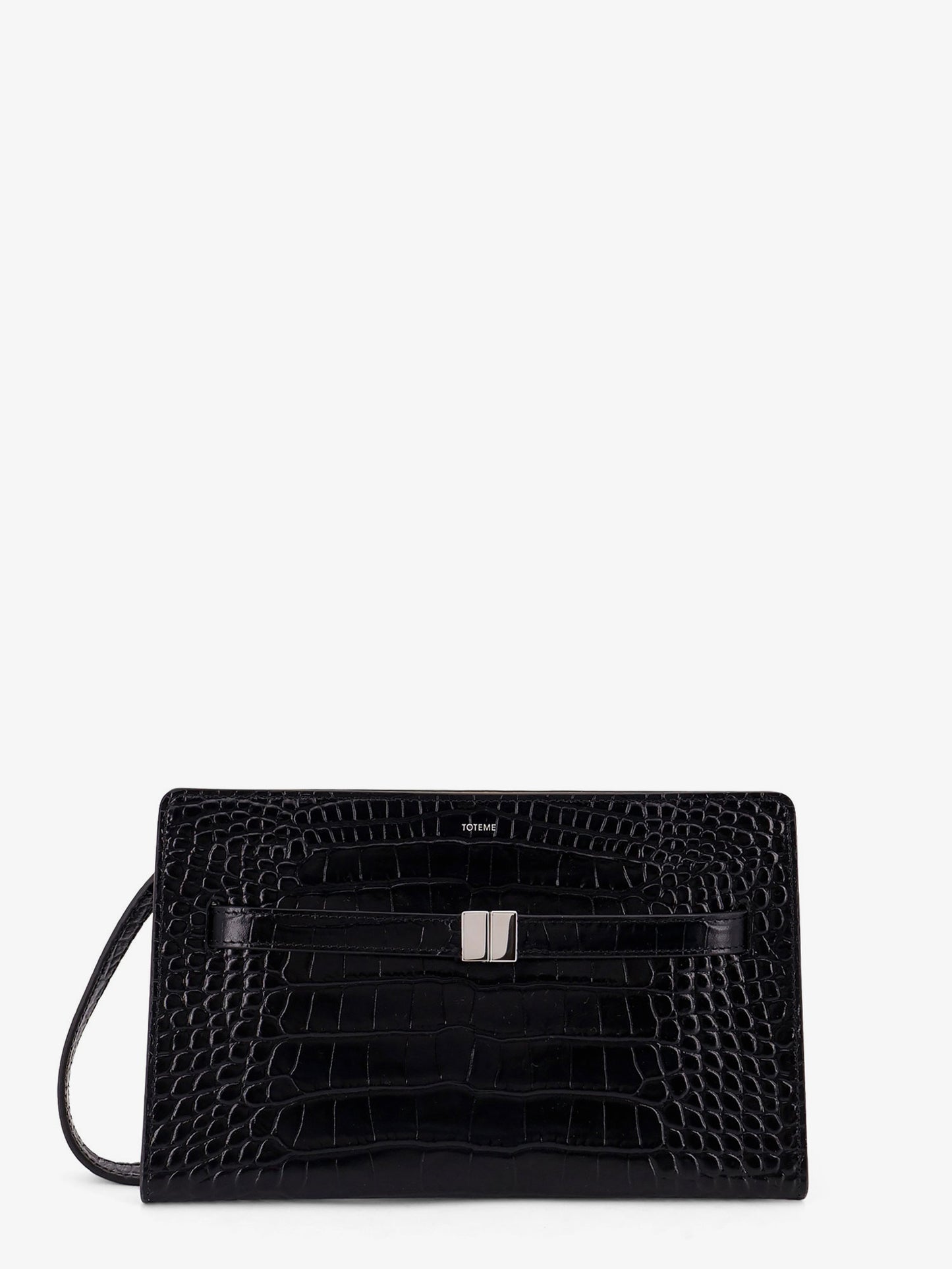 Croco print leather crossbody bag