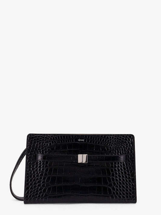 Croco print leather crossbody bag