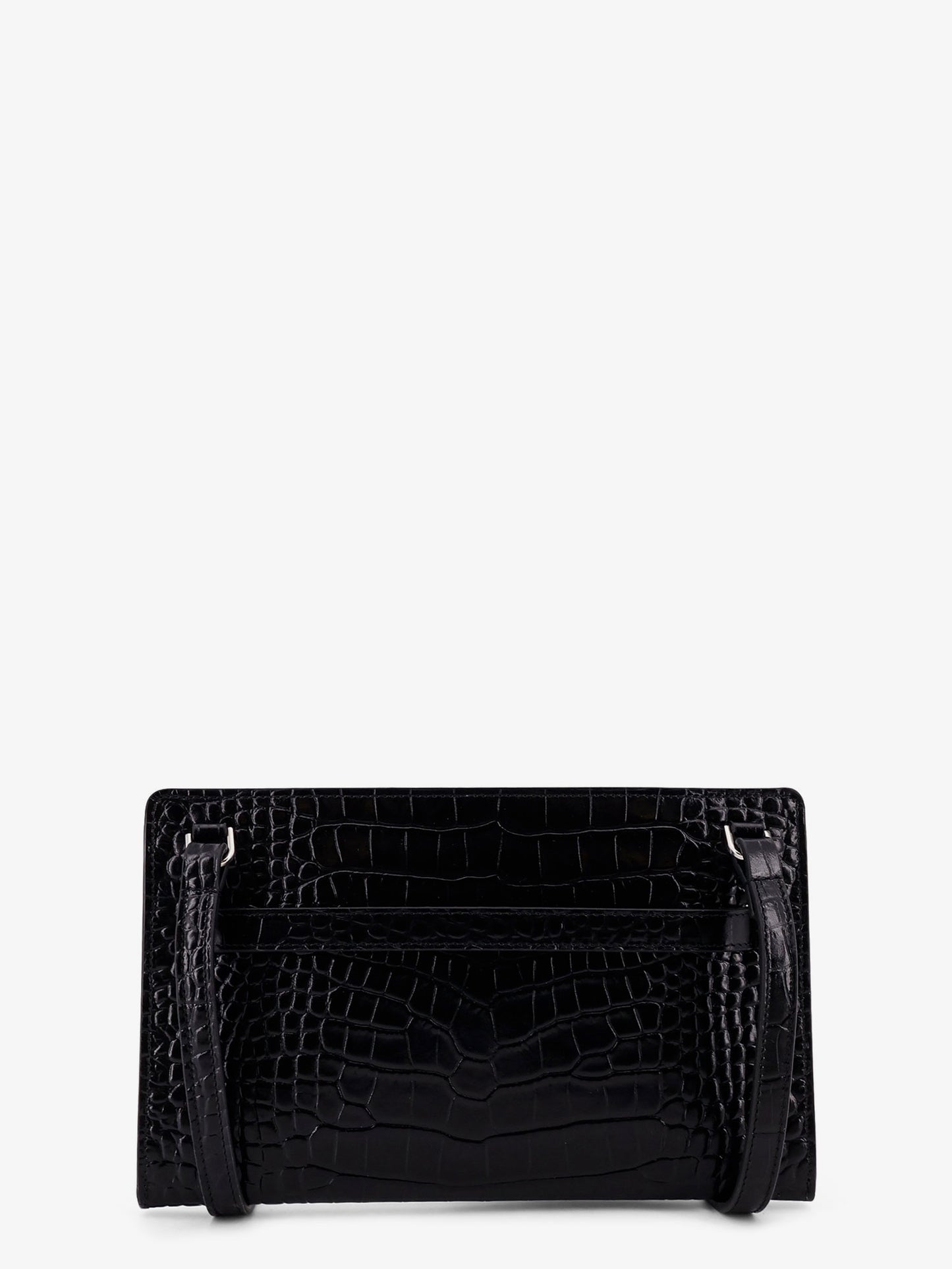 Croco print leather crossbody bag