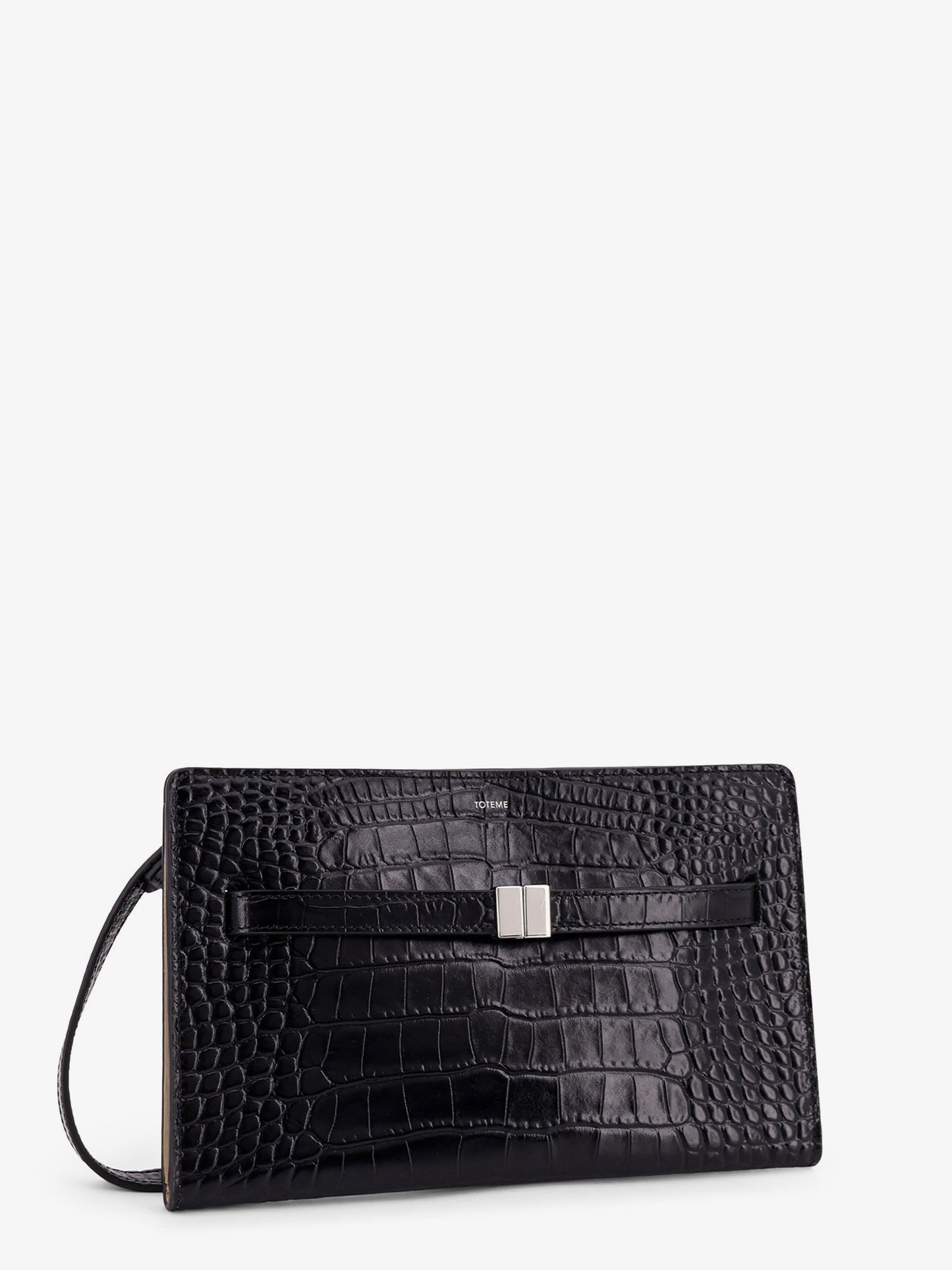 Croco print leather crossbody bag