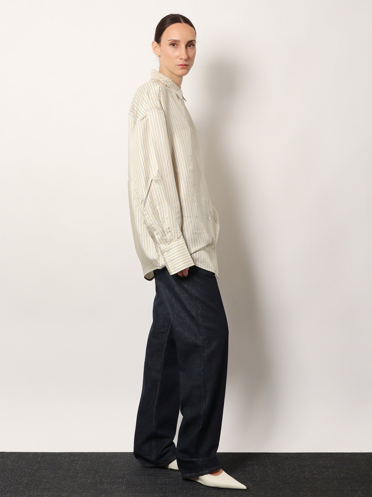 Oversized striped silk shirt