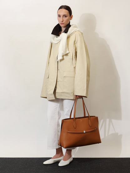 Leather shoulder bag with lettering logo on the front thumbnail
