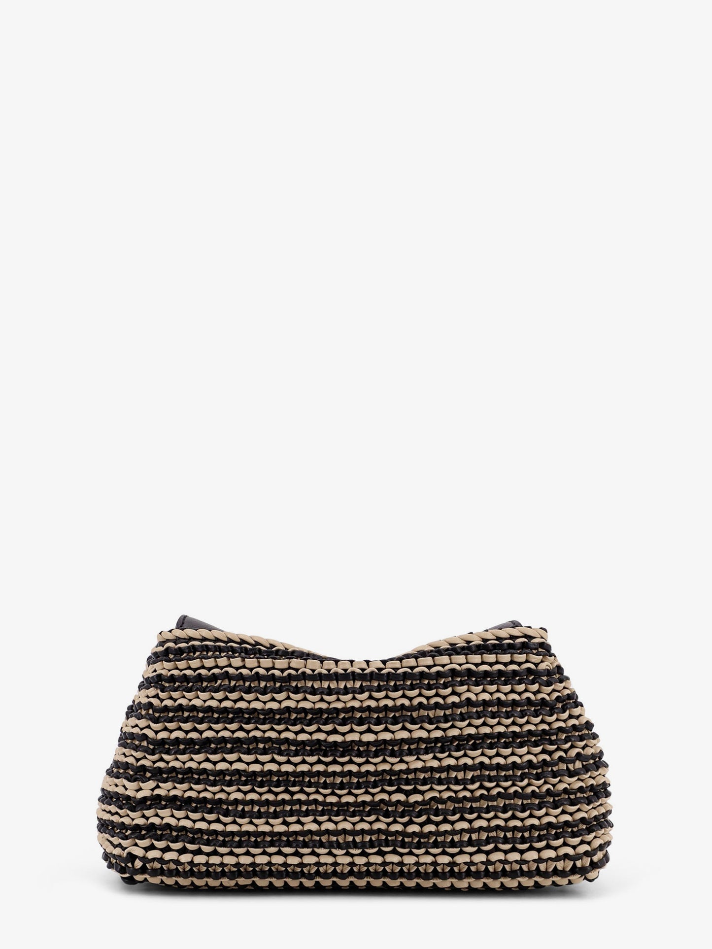 Mini T-lock clutch in leather with woven pattern
