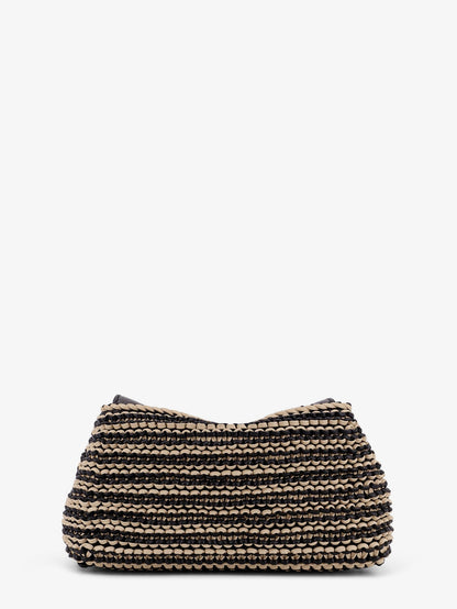 Mini T-lock clutch in leather with woven pattern thumbnail