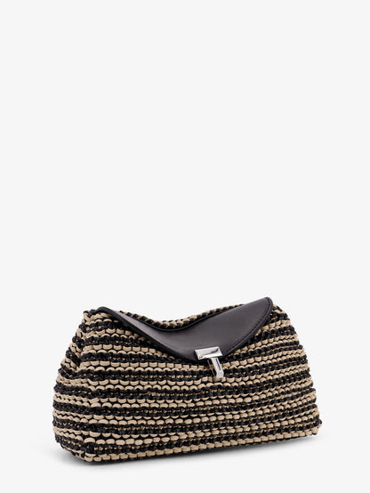 Mini T-lock clutch in leather with woven pattern thumbnail