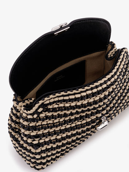 Mini T-lock clutch in leather with woven pattern thumbnail