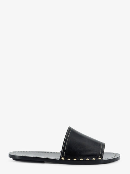Low leather sandals with metal studs on the sides thumbnail