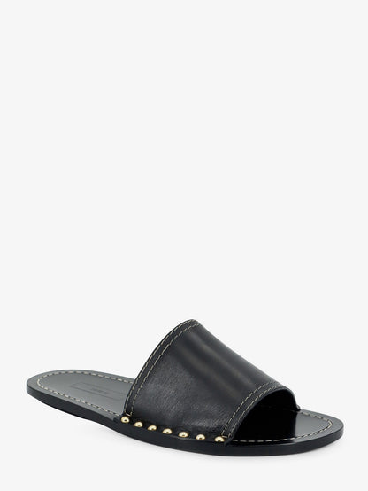 Low leather sandals with metal studs on the sides thumbnail