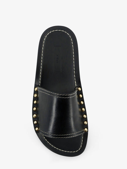Low leather sandals with metal studs on the sides thumbnail