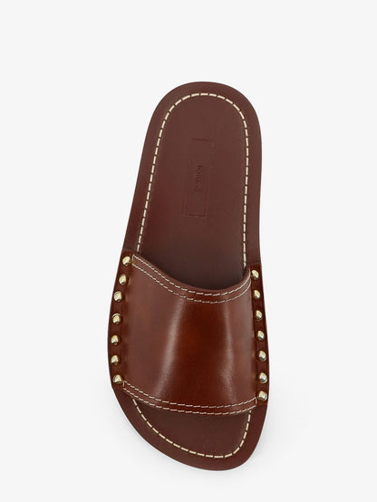 Low leather sandals with metal studs on the sides thumbnail