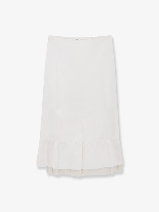 Layered viscose and linen blend skirt
