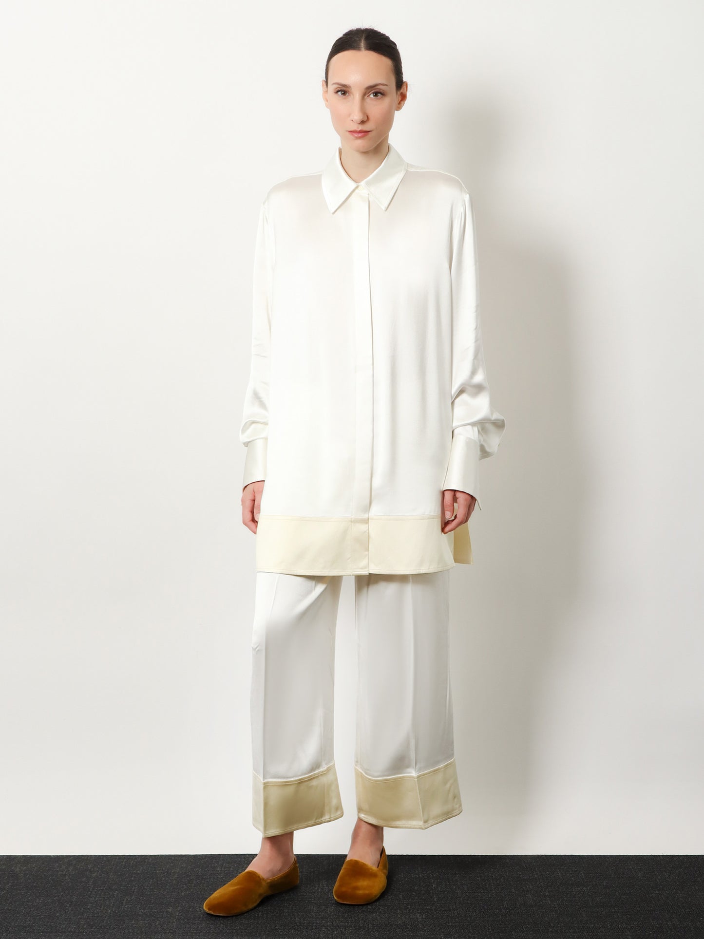Tuxedo satin viscose shirt