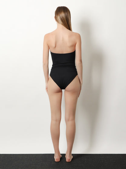 One-piece swimsuit with ribbed knit thumbnail