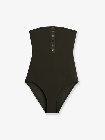 One-piece swimsuit with ribbed pattern thumbnail