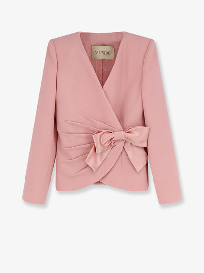 Wool Crepe blazer with bow thumbnail