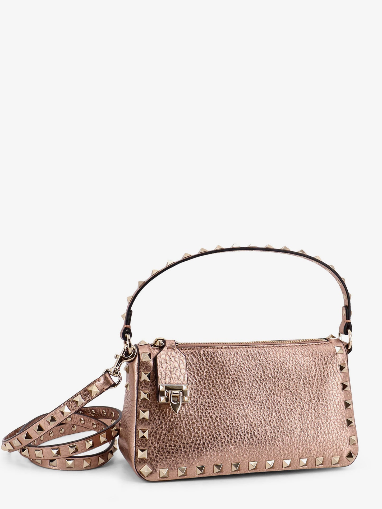Rockstud laminated leather crossbody bag