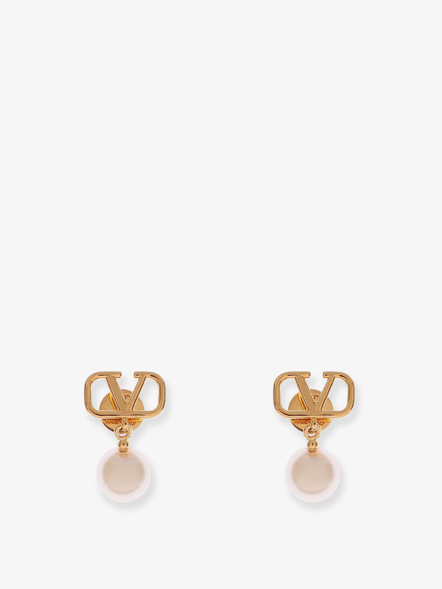 VLogo Signature metal earrings with pearl