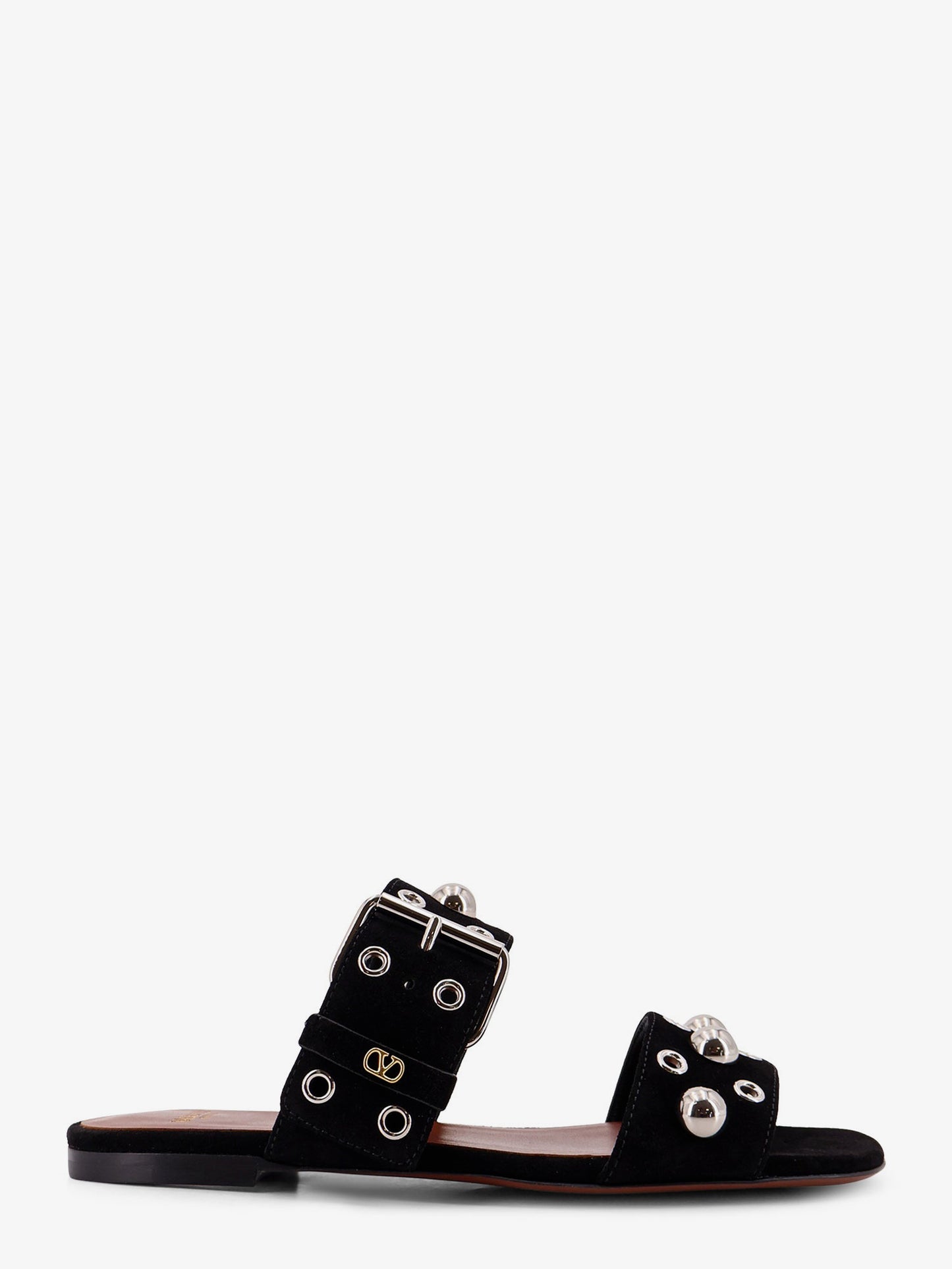 Suede sandals with side metal VLogo