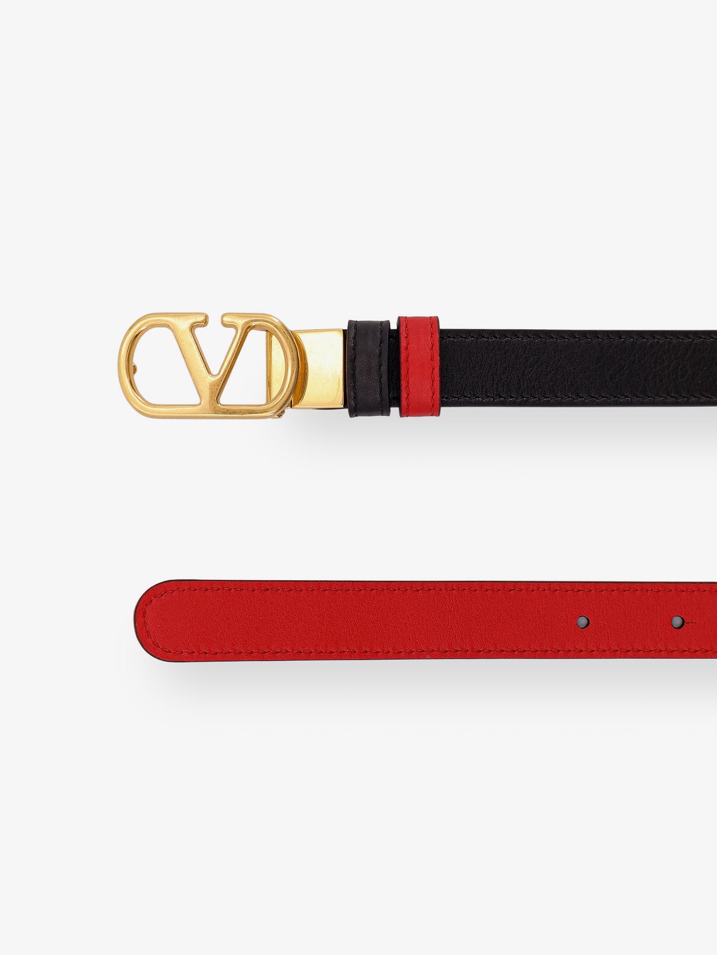 Leather belt with VLogo Signature