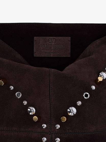 Suede shoulder bag with fringes and metal details thumbnail