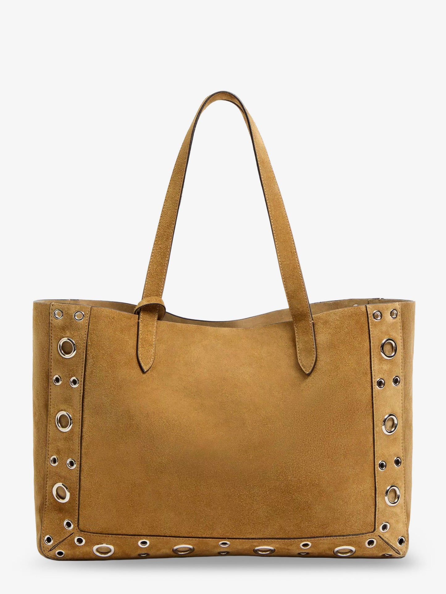 Suede shopping bag with metal logo