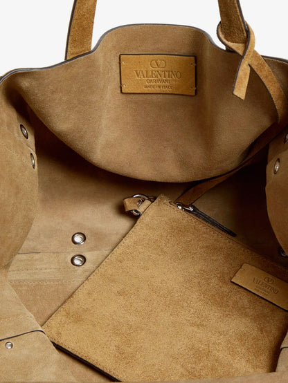 Suede shopping bag with metal logo thumbnail