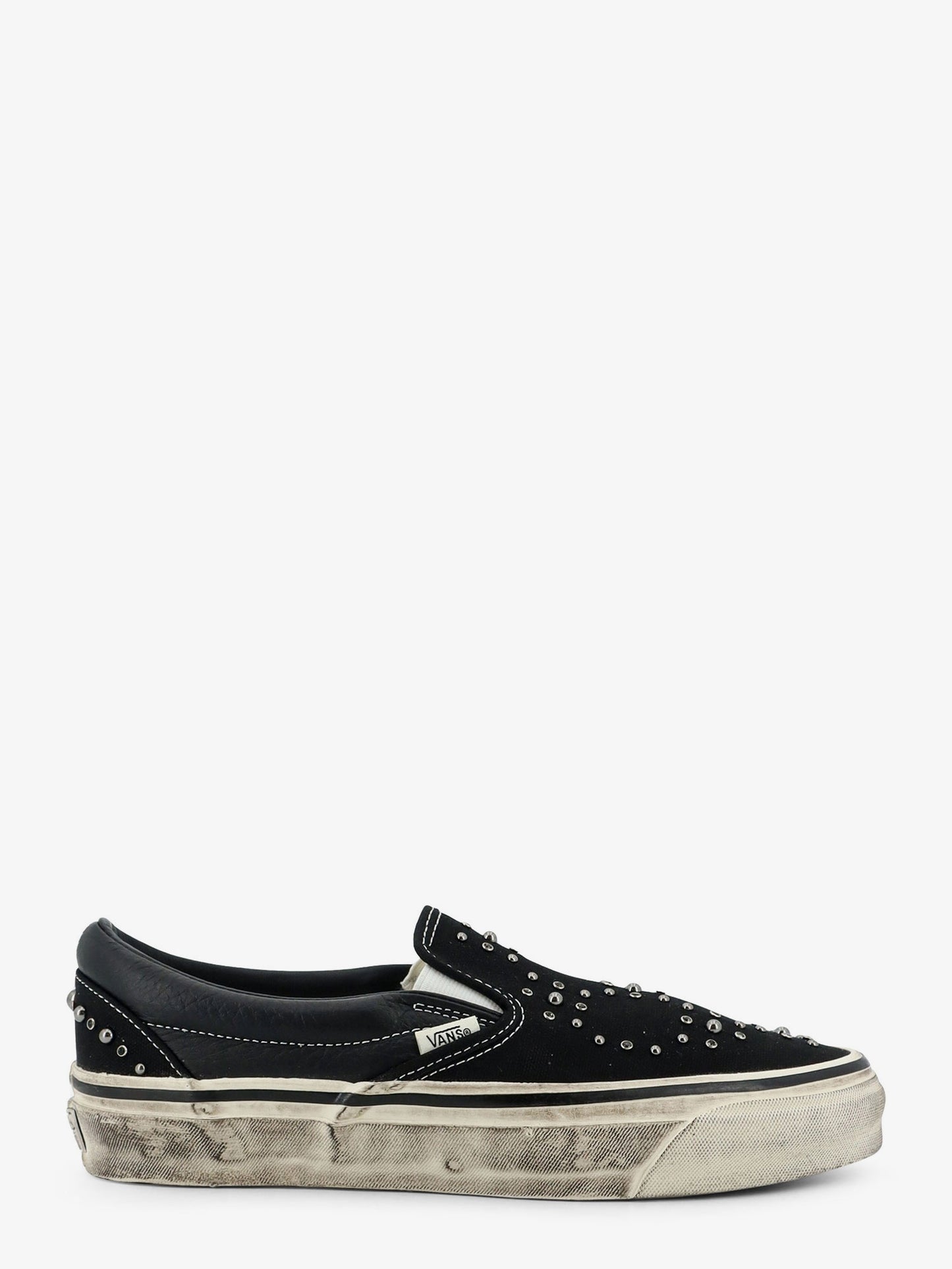 Lx classic slip on 98 canvas and leather sneakers with all-over metal beads