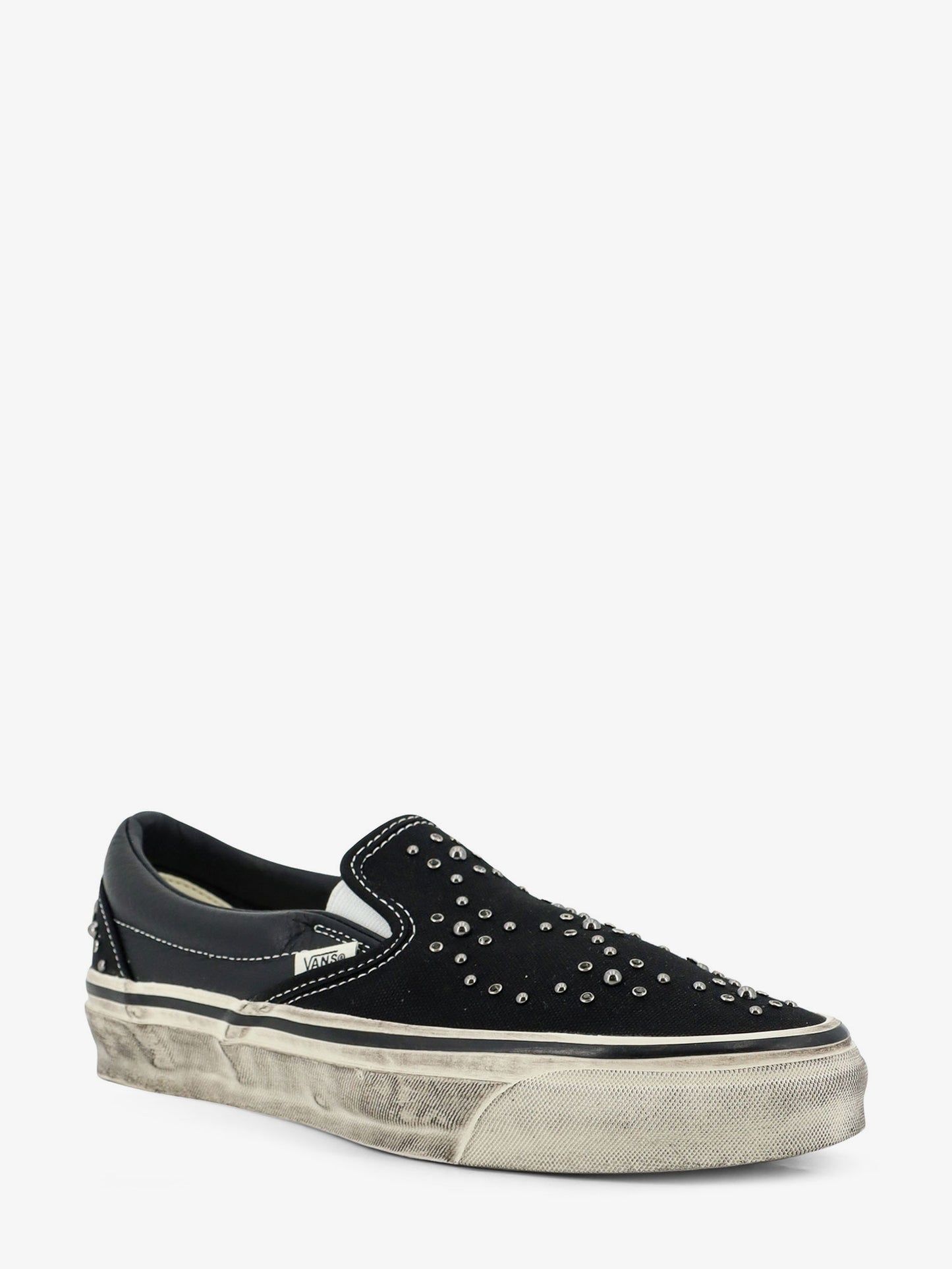 Lx classic slip on 98 canvas and leather sneakers with all-over metal beads