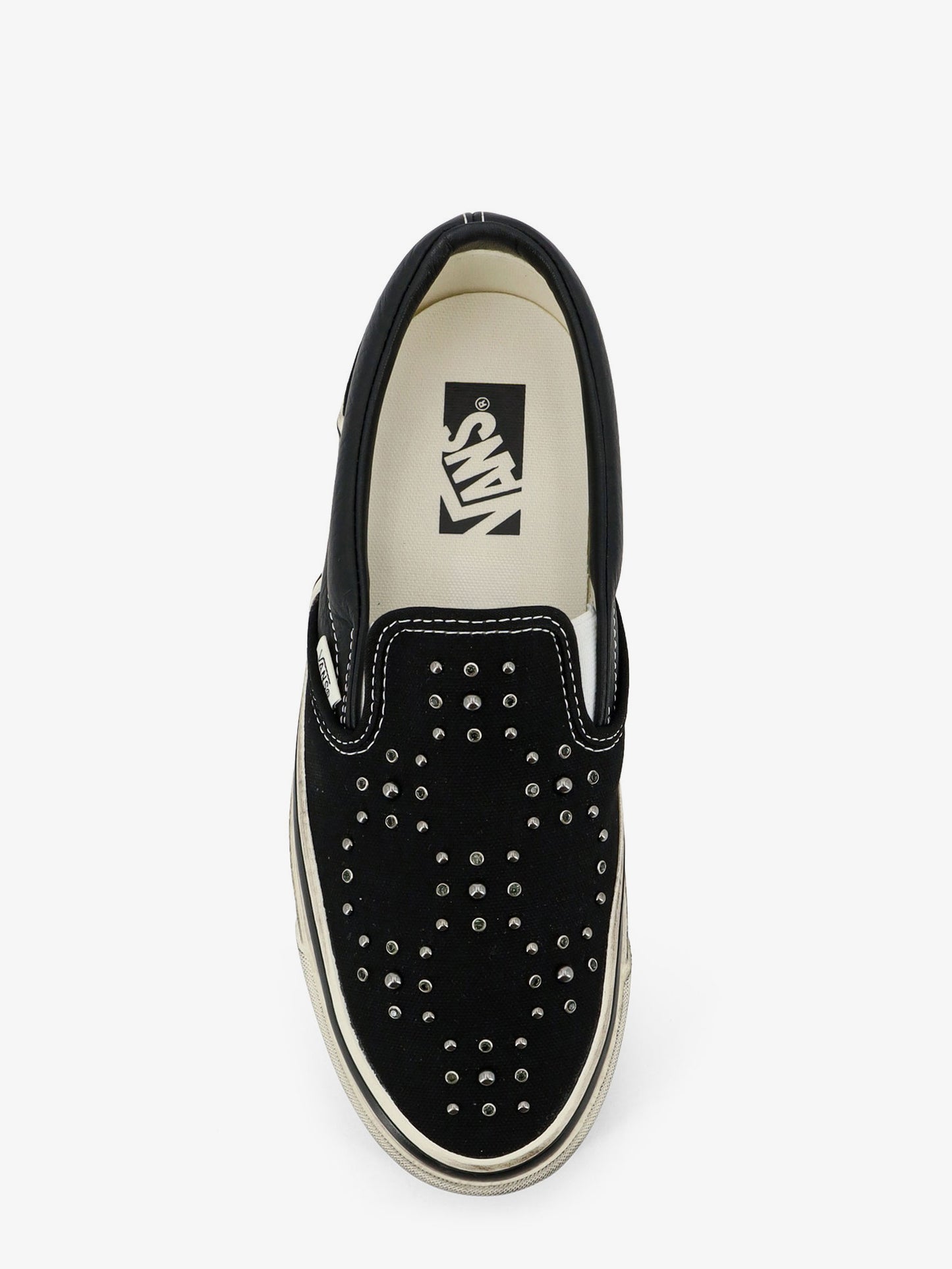 Lx classic slip on 98 canvas and leather sneakers with all-over metal beads