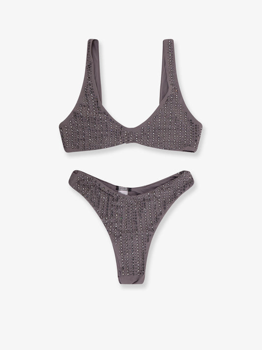Nylon bikini with all-over rhinestones