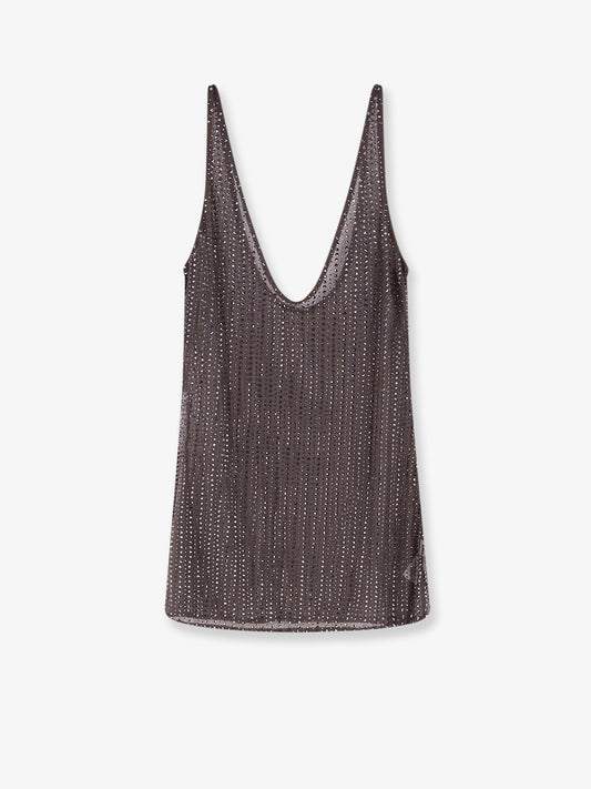 Crystal short dress with all-over rhinestone detail