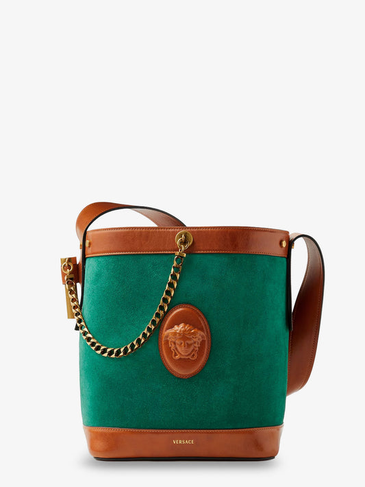 Pivot suede bucket bag