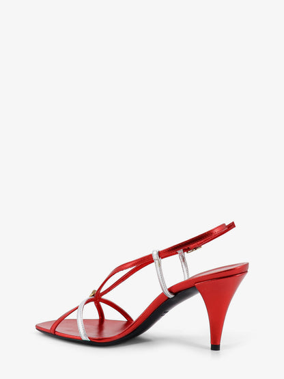 Metallic leather sandals with Medusa logo on the front thumbnail