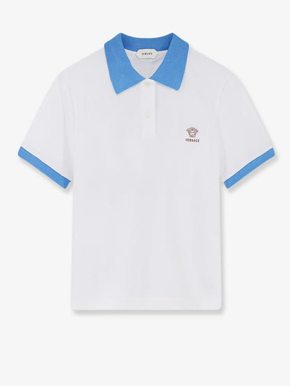 Cotton polo shirt with Medusa embroidery thumbnail