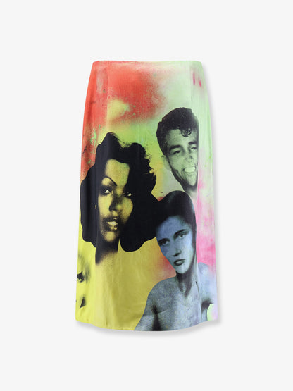 Printed silk twill midi skirt thumbnail