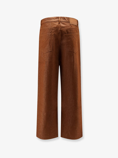 Baggy brown denim trousers thumbnail