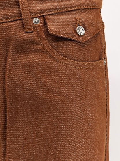 Baggy brown denim trousers thumbnail