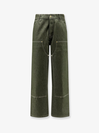 Double Knee green denim trousers thumbnail