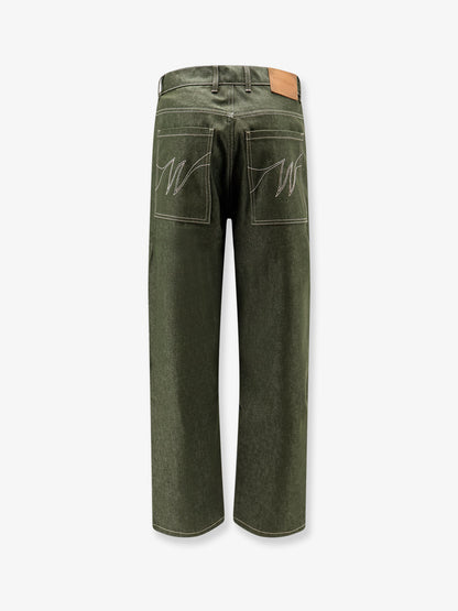 Double Knee green denim trousers thumbnail