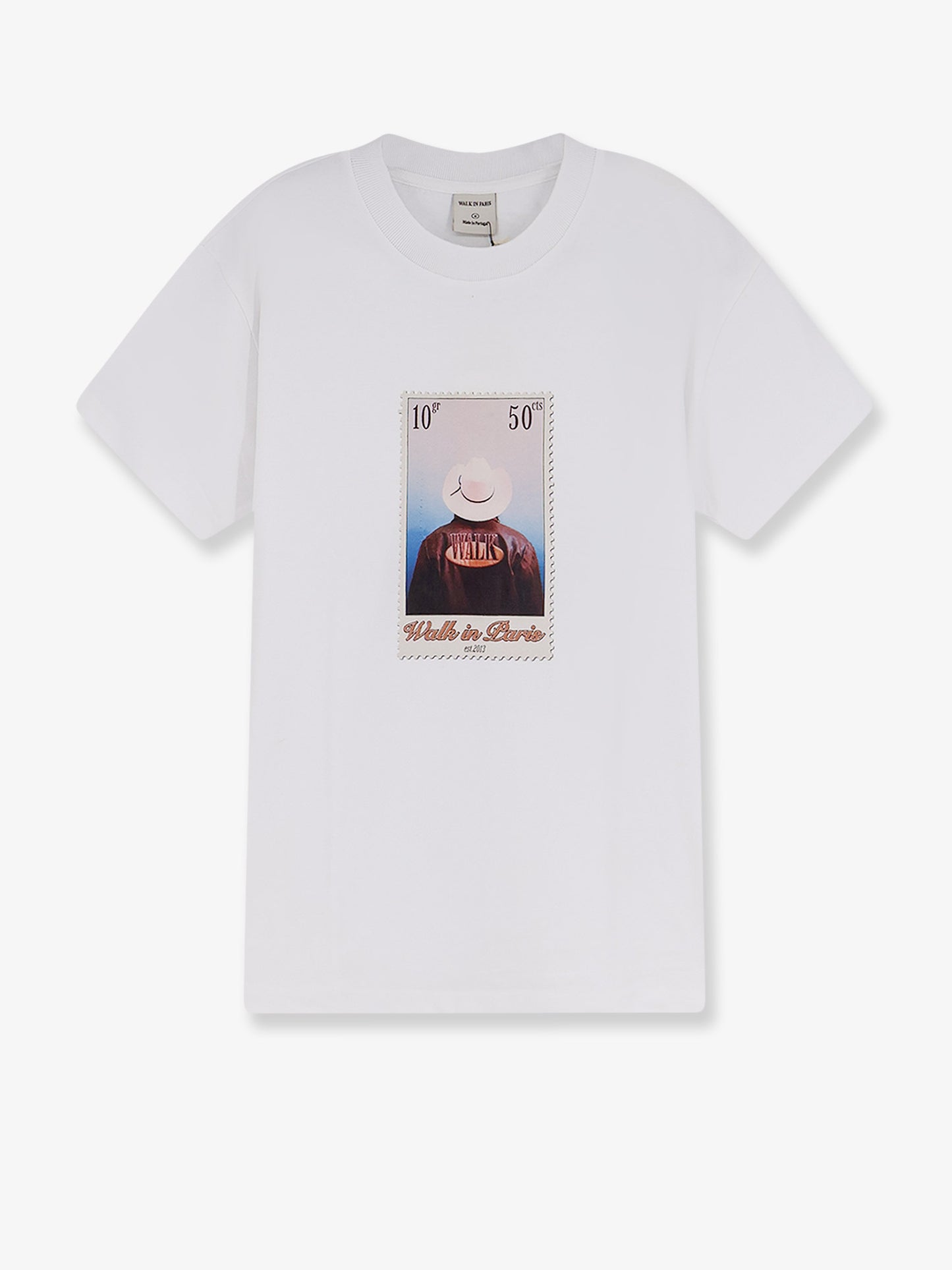 Cotton t-shirt with "Leather jacket" print on the front