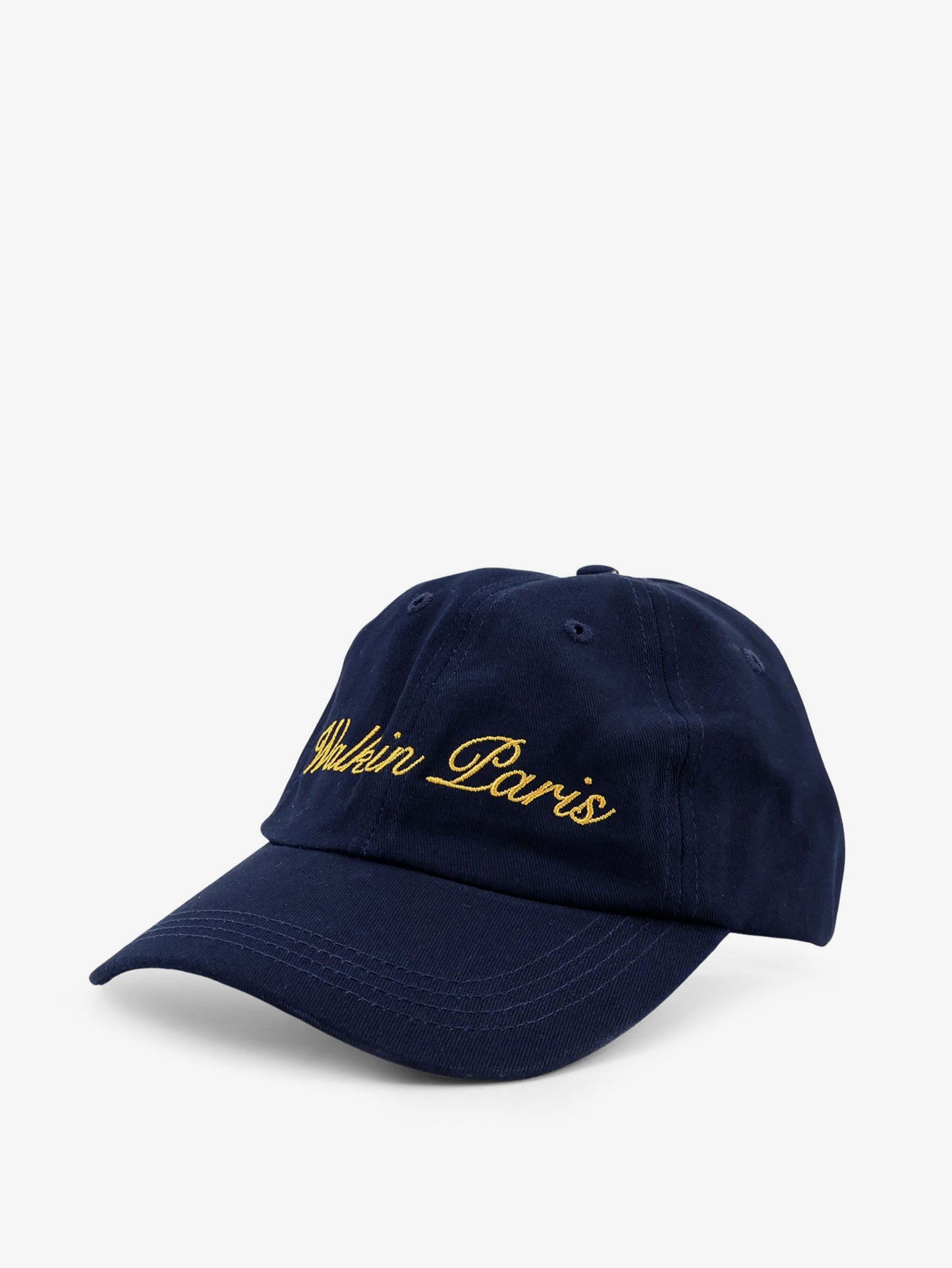 Denim hat with embroidery on the front