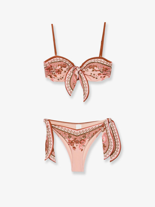 Aster shiny nylon bikini with Paisley print