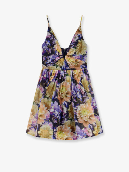 Luna silk and linen blend dress with all-over floral print thumbnail