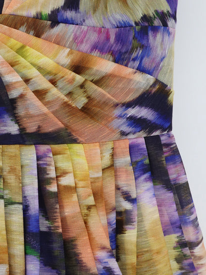 Luna silk and linen blend dress with all-over floral print thumbnail
