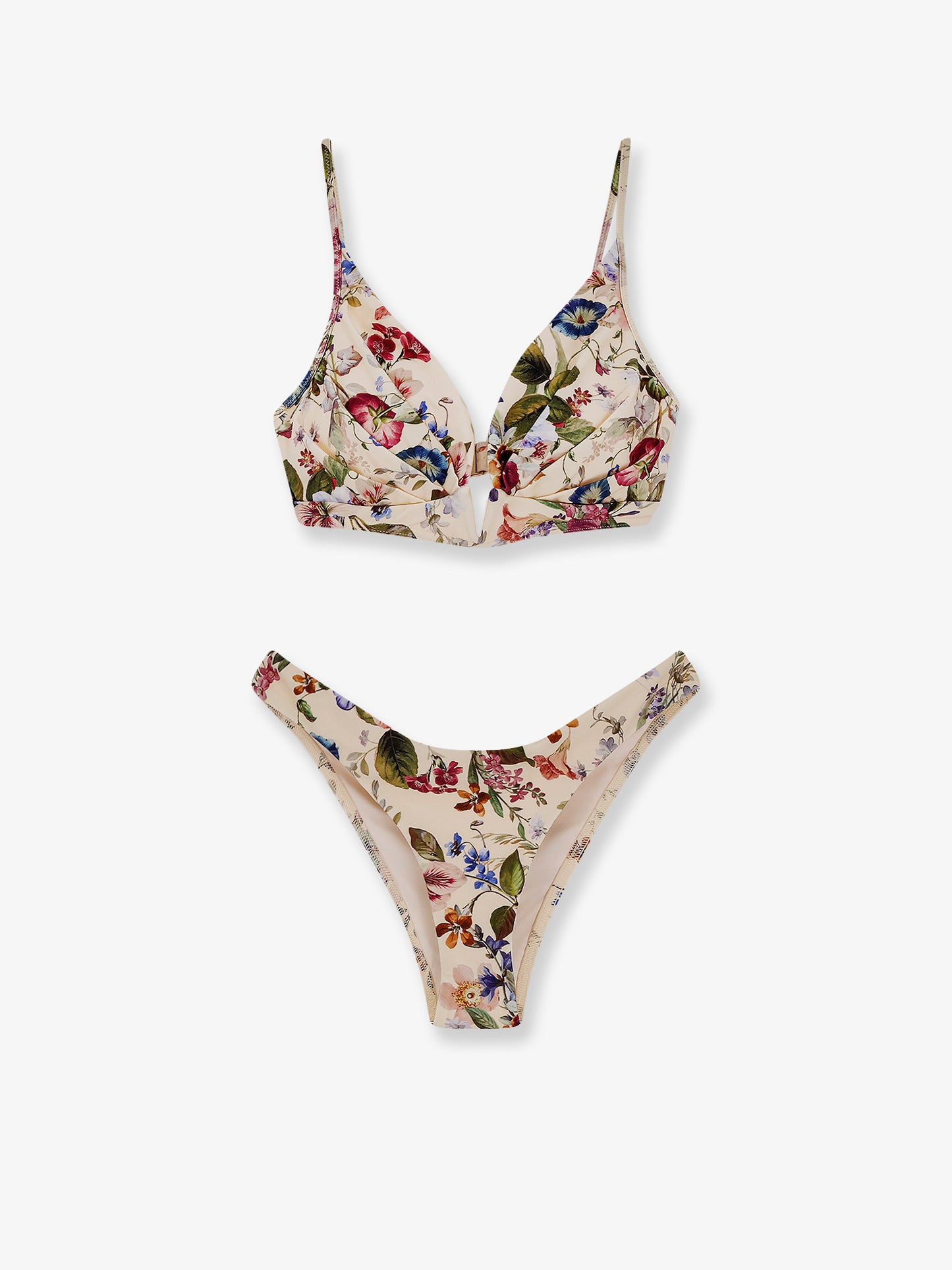Nylon bikini with floral print