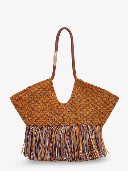 Golden Time rafia shoulder bag with fringe thumbnail