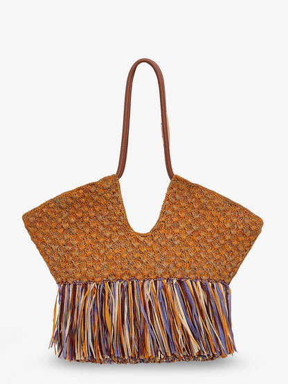 Golden Time rafia shoulder bag with fringe thumbnail