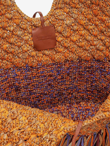 Golden Time rafia shoulder bag with fringe thumbnail